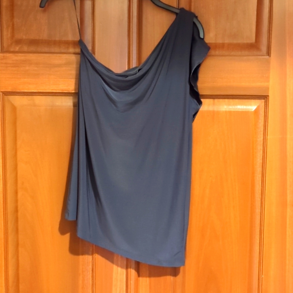 Express Asymmetrical Ruffle Tank Top - Dark Blue - Picture 2 of 5